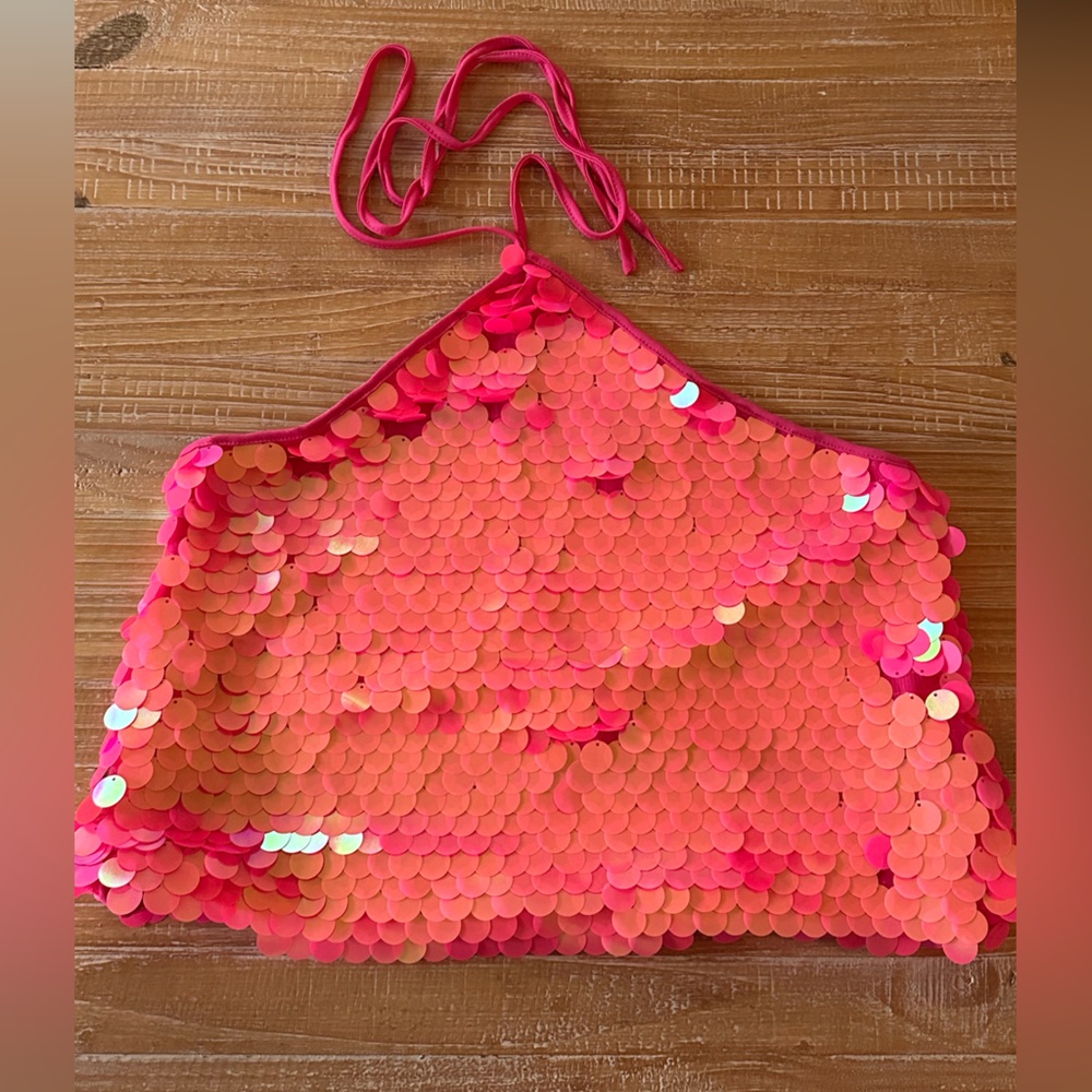 Pink Sequin Halter Top